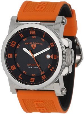 Swiss Legend 40030-01-OAS Sportiva Black Textured Dial Orange Silicone