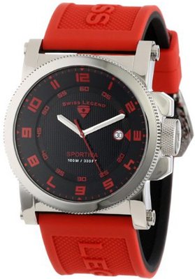 Swiss Legend 40030-01-RDAS Sportiva Black Textured Dial Red Silicone