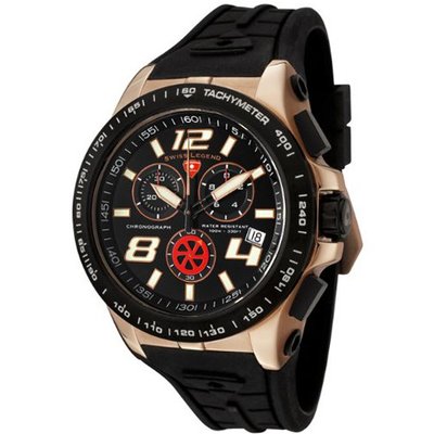 Swiss Legend 80040-RG-01-BB Sprint Racer Collection Chronograph Black Rubber