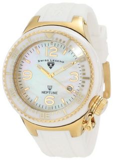 Swiss Legend SL-11844-WWGA Neptune Goldtone White Mother-of-Pearl Dial Silicone with Ceramic Case