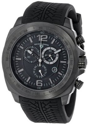 Swiss Legend "Sprinter" Black Ion-Plated Stainless Steel and Black Silicone