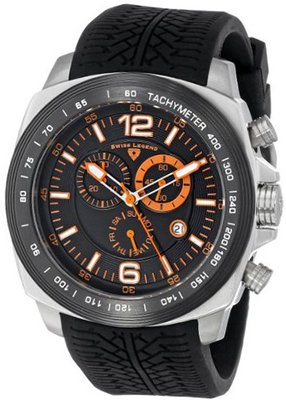 Swiss Legend "Sprinter" Stainless Steel and Black Ion Plating Black Silicone