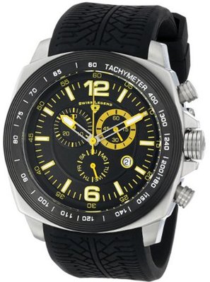 Swiss Legend "Sprinter" Stainless Steel and Black Ion Plating Black Silicone