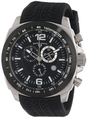 Swiss Legend "Sprinter" Stainless Steel and Black Ion Plating Black Silicone