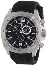 Swiss Legend "Sprinter" Stainless Steel and Black Silicone Black Dial