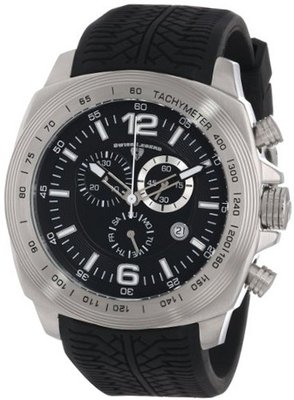 Swiss Legend "Sprinter" Stainless Steel and Black Silicone Black Dial