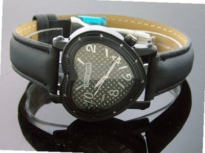 Swiss Master By Km Large Heart 12 Diamonds Black