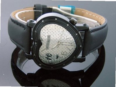 Swiss Master By Km Large Heart 12 Diamonds Black