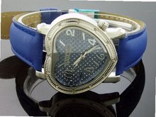 Swiss Master By Km Large Heart 12 Diamonds Blue
