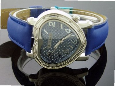 Swiss Master By Km Large Heart 12 Diamonds Blue