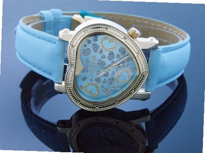 Swiss Master By Km Large Heart 12 Diamonds Blue