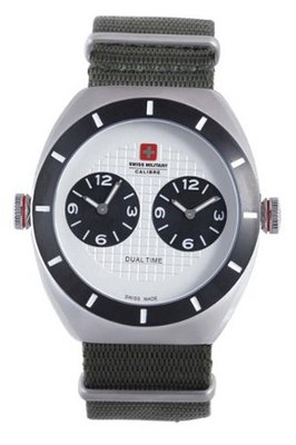 Swiss Military Calibre 06-4C1-04-001T6 Commando IP Black Dual Time Zone Khaki Green
