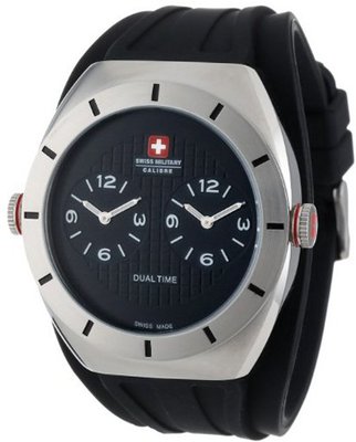 Swiss Military Calibre 06-4C1-04-007R Commando Dual Time Zone Luminous Black Dial Rubber