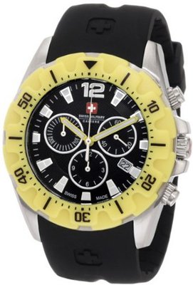 Swiss Military Calibre 06-4M2-04-007.2 Marine Chronograph Yellow Bezel Black Rubber