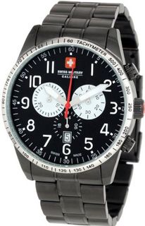 Swiss Military Calibre 06-5R4-013-007.1 Red Star Black Dial Chronograph Steel Date