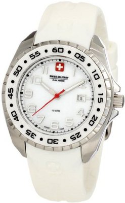 Swiss Military Calibre 06-6S1-04-009 Sealander White Mother-of-Pearl Rotating Bezel Rubber
