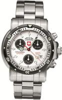 Swiss Military Deep Water Diving Scuba Silver Dial Chronograph Stainless Steel Water Resistant