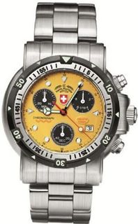 Swiss Military Deep Water Diving Scuba Yellow Dial Chronograph Water Resistant