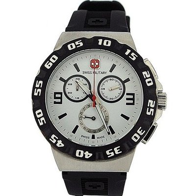 Swiss Military Racer Chronograph Rotating Bezel Black Rubber Gents 06-4R2W