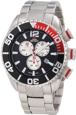 Swiss Precimax SP12161 Deep Blue Pro II Black Dial with Silver Stainless Steel Band