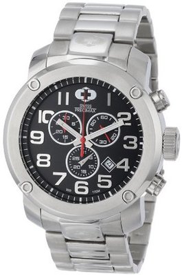 Swiss Precimax SP13009 Marauder Pro Black Dial with Silver Stainless Steel Band