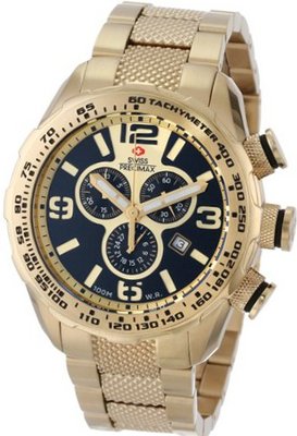 Swiss Precimax SP13136 Deep Blue Pro III Gold Dial with Gold Stainless Steel Band