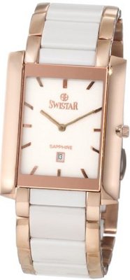 Swistar 454-63M Swiss Quartz Scratch Resistant Ceramic and Stainless Steel Dress