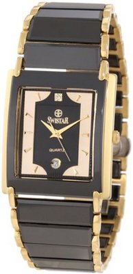 Swistar 7.9570-51M Bk High-Tech Ceramic and Gold Plated Stainless Steel Dress