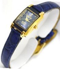 Swistar es Swistar Ladies Strap 23 Gold Finish Sapphire Crystal