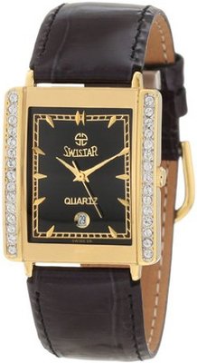 Swistar Unisex 77101-12M Bk Swiss Quartz Gold Plated Stainless Steel Dress