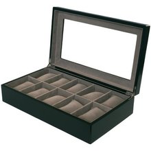 Box for 10 es Black Matte Finish XL Extra Large Compartments Soft Cushions Clearance Window