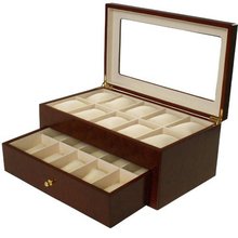 Box for 20 es Cherry Matte Finish XL Extra Large Compartments Soft Cushions Clearance Window