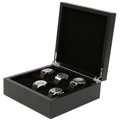 Engravable Box 6 es Wood Black Finish Large Compartments Engraving Plate