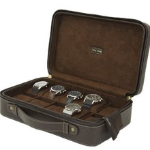 Tech Swiss 10 Case Compact Travel Briefcase Design Brown Leather Large Compartments Zipper