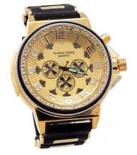 Bling Techno King Gold Tone Lighting with Bullet Band