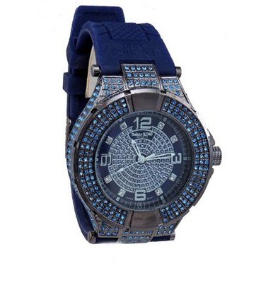 Hip Hop Rubber Band Heavy Duty High End Ice Out -Blue