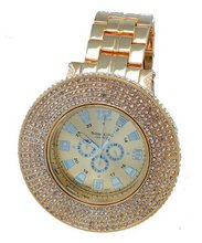 Iced Out Pave Gold Tone Hip Hop Bling Bing -Over Size