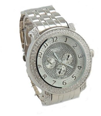 Iced Out Pave Silver Tone Hip Hop Bling Bing Metal