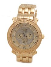 Iced Out, White Crystal, Gold Tone Hip Hop Bling Bing Metal