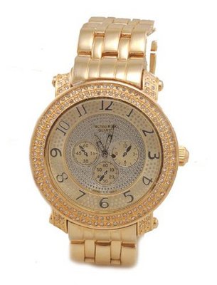 Iced Out, White Crystal, Gold Tone Hip Hop Bling Bing Metal