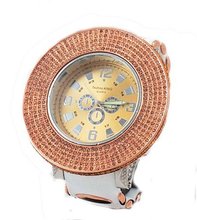 Removable Rose Gold Tone Bezel, 5 Row Rhinestone-accented Hip Hop Bling -Over Size