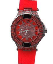 Silver Tone Crystals Hip-hop Cz-ice Bling Clubbin' Bullets 2-row Czs-Red