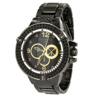 Techno King Bling in Black with Black Rhinestone Embedded Case - Extra Weight, Mini Dial Displays do not Function