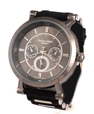 Techno King Chronograph Look Black Gun Metal Bullet Band