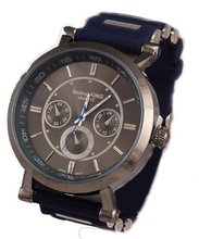Techno King Chronograph Look Gun Metal Navy Blue Bullet Band