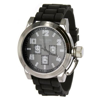 Techno King in Black Silicone Bands and Gunmetal Color Dial - Mini Dial Displays do not Function