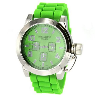 Techno King in Green Silicone Bands and Dial - Mini Dial Displays do not Function