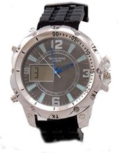 Techno King ,Silver Tone , Analog-Digital, Black Silicon