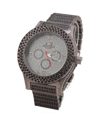 Totally Iced Out Pave Black Crystal Hip Hop Bling Bing Gun Metal -Large Size