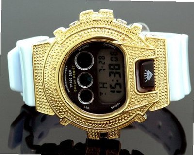 Ice Plus Diamond G Shock Style Yellow Case White Band